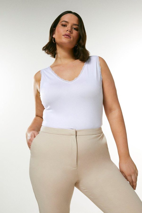 Karen Millen Curve Lace Essential Jersey Vest Top -