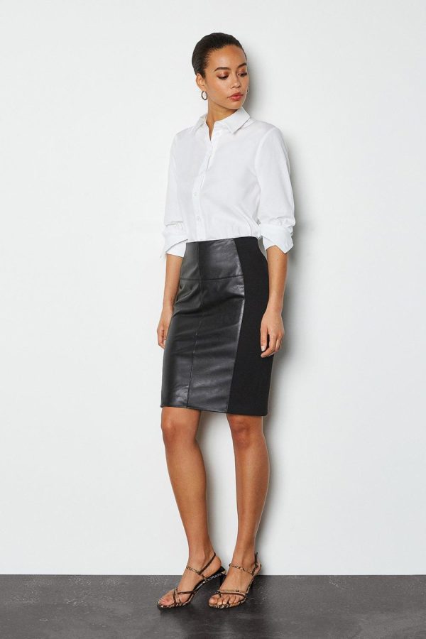 Karen Millen Faux Leather Ponte Panelled Skirt -