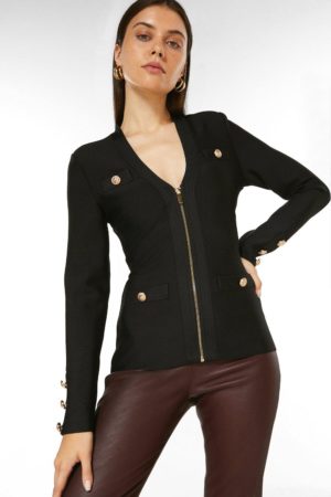 Karen Millen Military Knit Jacket Made With Recycled Yarn -