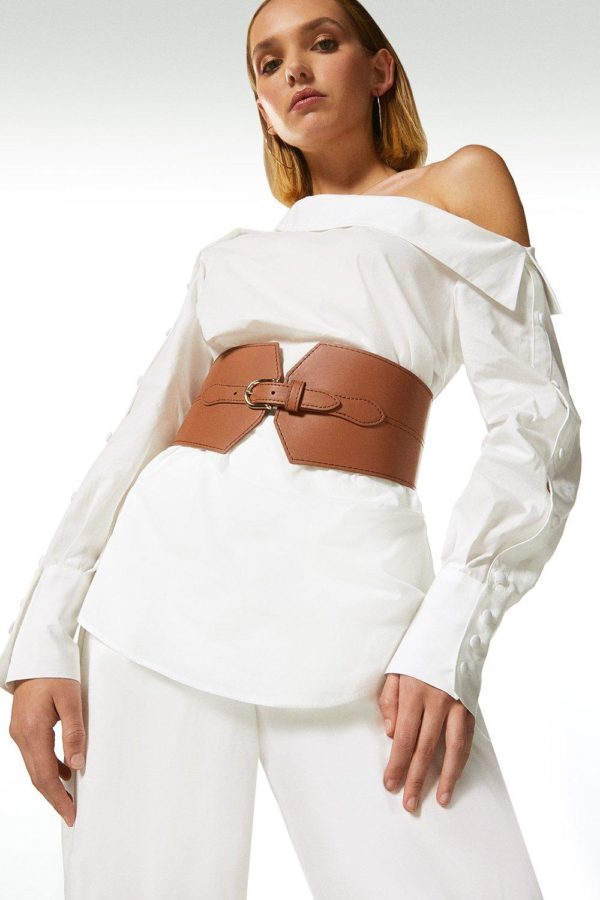 Karen Millen Petite Organic One Shoulder Belted Tunic -
