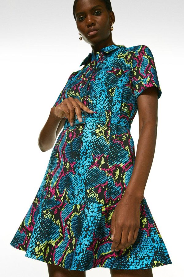 Karen Millen Printed Cotton Sateen Shirt Dress