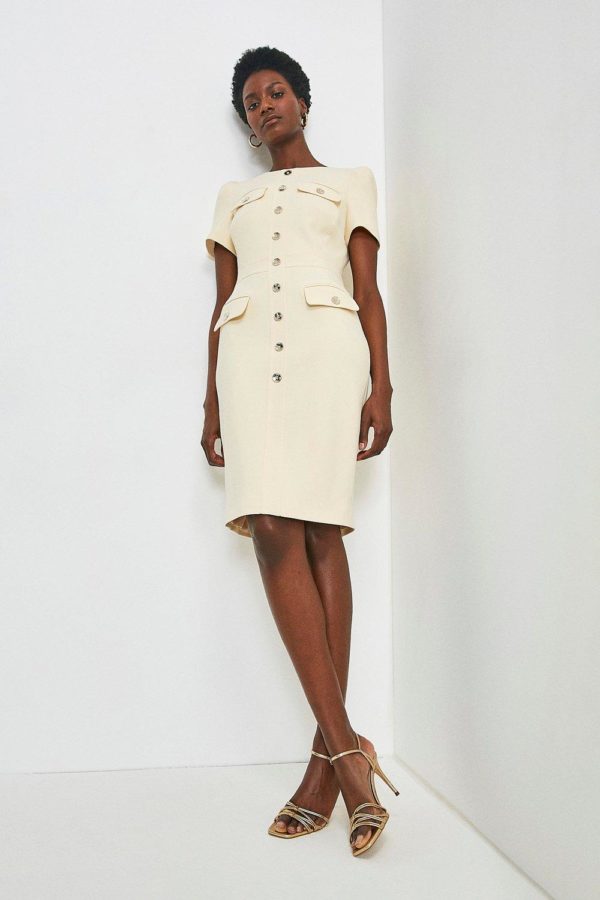 Karen Millen Tailored Short Sleeve Utility Pencil Dress -