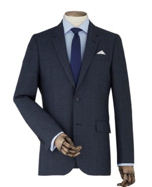 Navy Check Wool-Blend Tailored Suit Jacket 38" Regular loving the sales