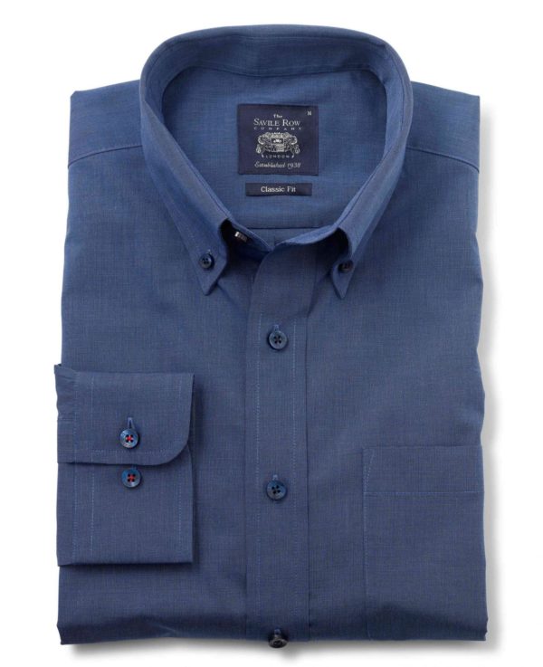 Navy End-On-End Classic Fit Button-Down Casual Shirt S Standard loving the sales