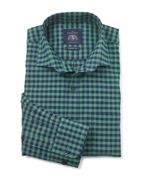 Navy Green Gingham Check Classic Fit Shirt Xxl Standard loving the sales