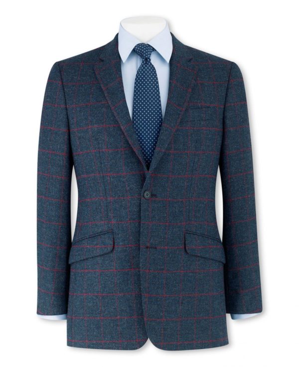 Navy Red Check Classic Fit Sports Jacket 38" Long loving the sales