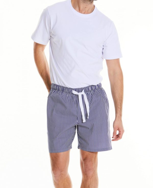 Navy Striped Cotton Lounge Shorts S loving the sales