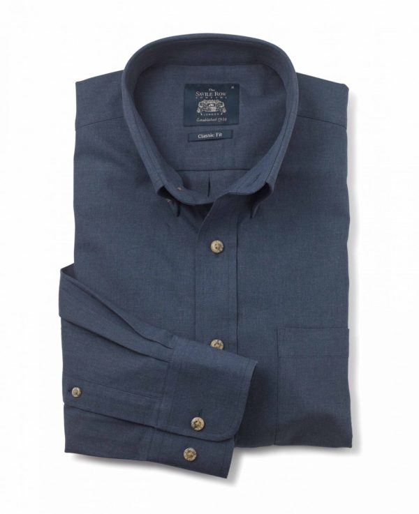 Navy Twill Classic Fit Casual Shirt S Standard loving the sales
