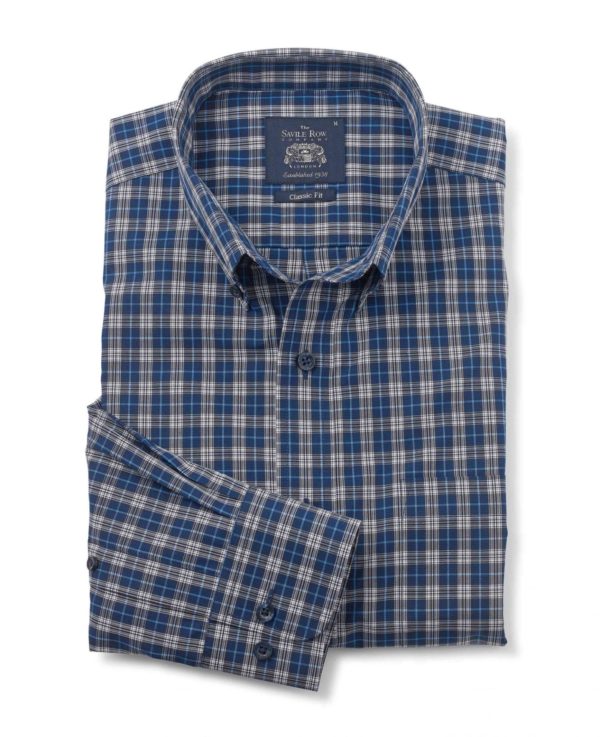 Navy White Blue Check Classic Fit Casual Shirt Xxl Lengthen By 2" loving the sales