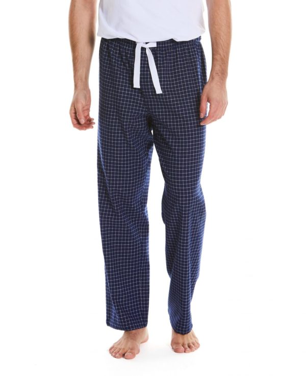 Navy White Check Brushed Cotton Lounge Pants L loving the sales