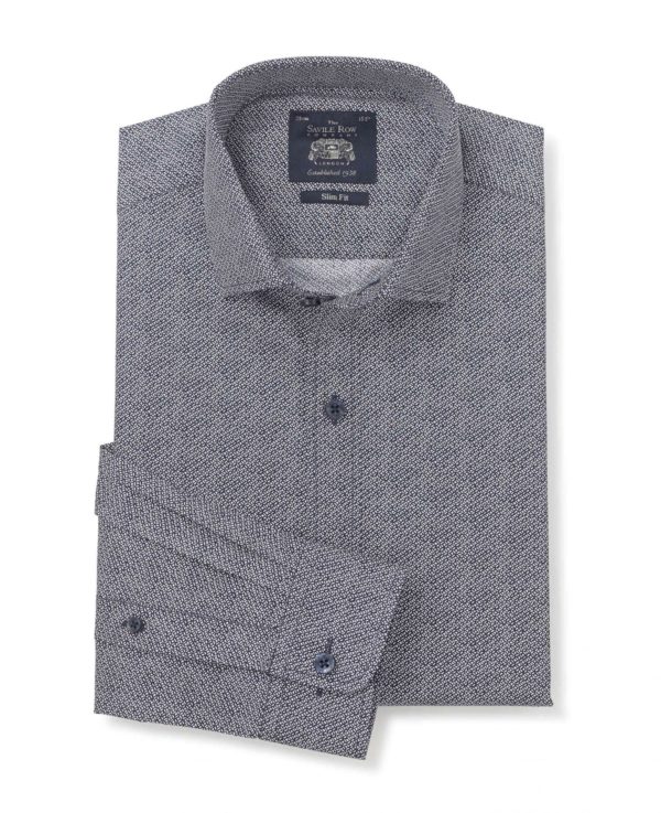 Navy White Geo Print Slim Fit Shirt - Single Cuff 16" Standard loving the sales