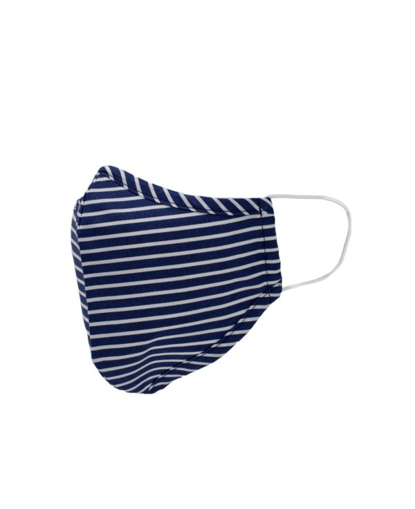 Navy White Stripe Printed Cotton Face Mask loving the sales