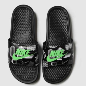 Nike Black & Green Benassi Jdi Sandals loving the sales