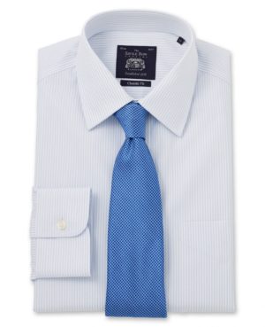 Non-Iron Light Blue White Bengal Stripe Classic Fit Shirt – Single Or Double Cuff 15" Standard Double loving the sales