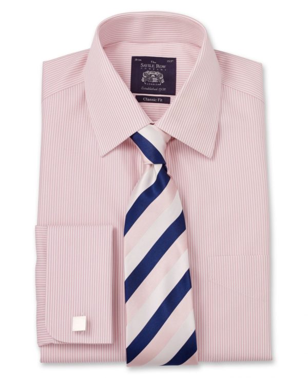 Non Iron Pink Bengal Stripe Classic Fit Shirt 15" Lengthen By 2" Double loving the sales
