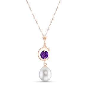 Pearl & Amethyst Pendant Necklace In 9ct Rose Gold loving the sales
