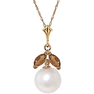 Pearl & Citrine Snowdrop Pendant Necklace In 9ct Gold loving the sales
