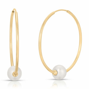 Pearl Endless Hoop Earrings 4 Ctw In 9ct Gold loving the sales