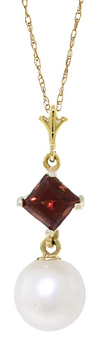 Pearl & Garnet Pendant Necklace In 9ct Gold loving the sales