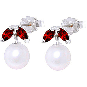 Pearl & Garnet Snowdrop Stud Earrings In 9ct White Gold loving the sales