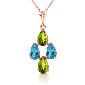 Peridot & Blue Topaz Chandelier Pendant Necklace In 9ct Rose Gold loving the sales