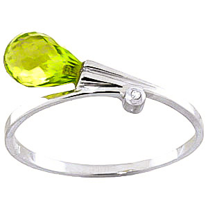 Peridot & Diamond Droplet Ring In 9ct White Gold loving the sales