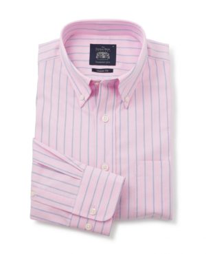 Pink Blue Stripe Classic Fit Button-Down Shirt S Standard loving the sales