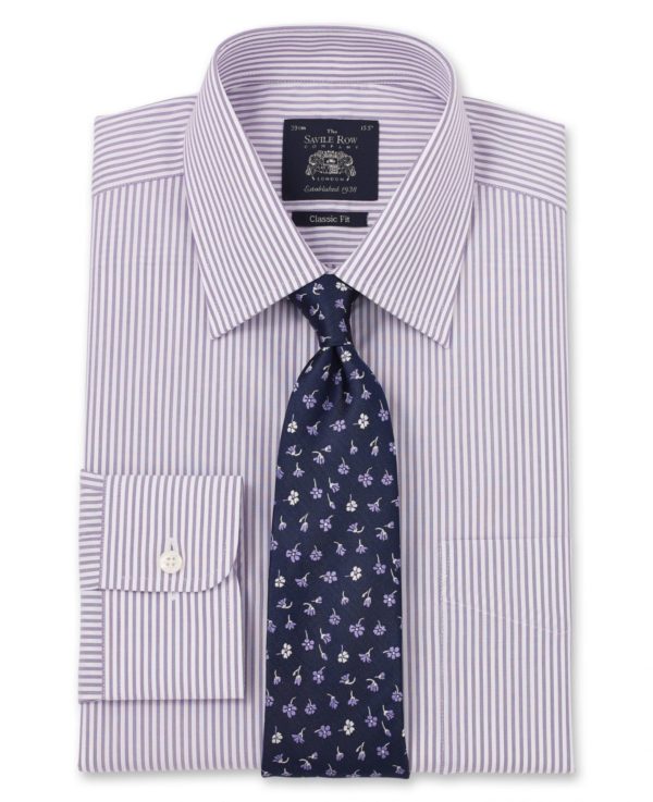 Purple Bengal Stripe Classic Fit Shirt - Single Cuff 15" Standard Single loving the sales