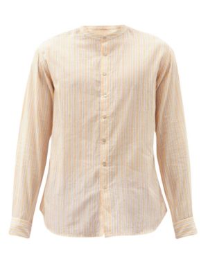 Péro  Collarless Striped Cotton Shirt loving the sales