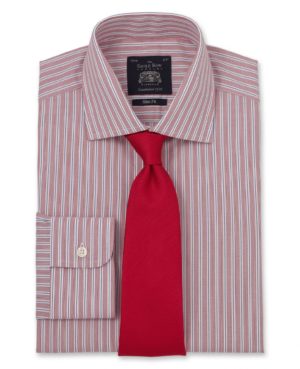 Red Blue Multi Stripe Slim Fit Shirt - Single Cuff 16 1/2" Standard Single loving the sales