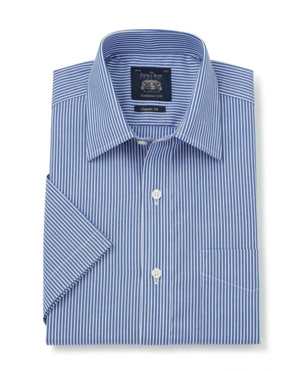 Royal Blue White Stripe Classic Fit Short Sleeve Shirt 15" loving the sales