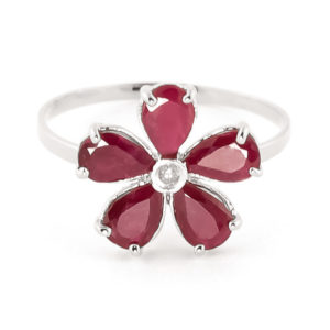 Ruby & Diamond Five Petal Ring In Sterling Silver loving the sales