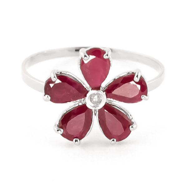 Ruby & Diamond Five Petal Ring In Sterling Silver loving the sales