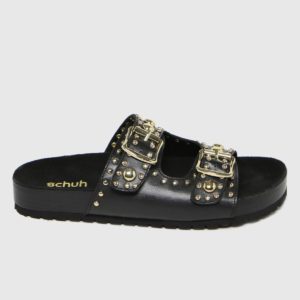 Schuh Black Tatyana Leather Studded Sandals loving the sales