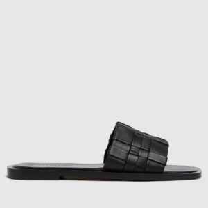 Schuh Black Tease Woven Detail Mule Sandals loving the sales