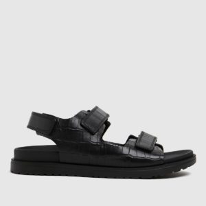Schuh Black The Edit Precious Croc Leathe Sandals loving the sales