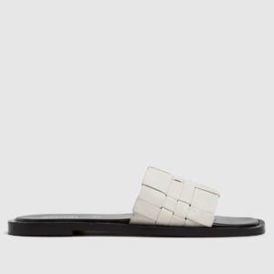 Schuh White Tease Woven Detail Mule Sandals loving the sales