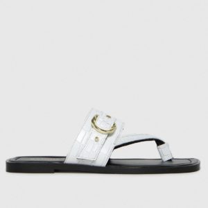 Schuh White Terri Leather Toe Post Buckle Sandals loving the sales