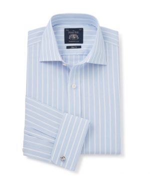 Sky Blue Reverse Stripe Slim Fit Shirt - Double Cuff 14 1/2" Standard loving the sales