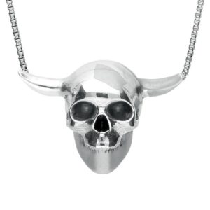 Sterling Silver Small Skull Horns Necklace loving the sales