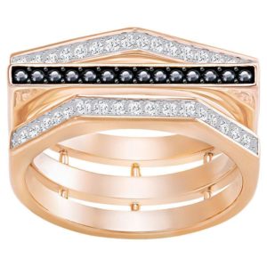 Swarovski Rose Gold Black And White Crystal Geometry Ring D loving the sales