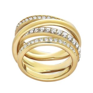 Swarovski Yellow Gold White Crystal Dynamic Ring Size 50 D loving the sales