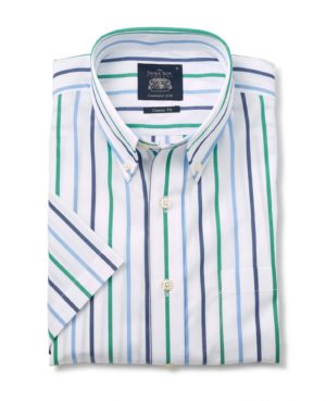 White Blue Green Stripe Classic Fit Short Sleeve Shirt Xxl loving the sales