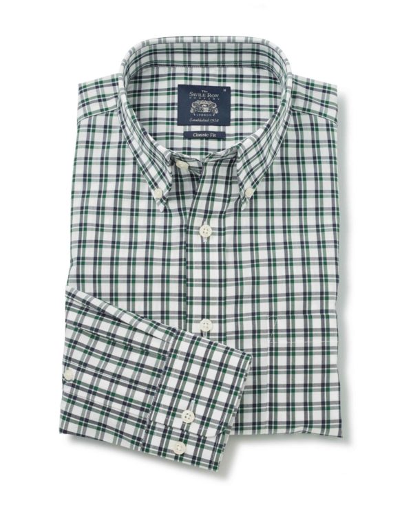 White Green Navy Check Button-Down Shirt Xxxl Standard loving the sales