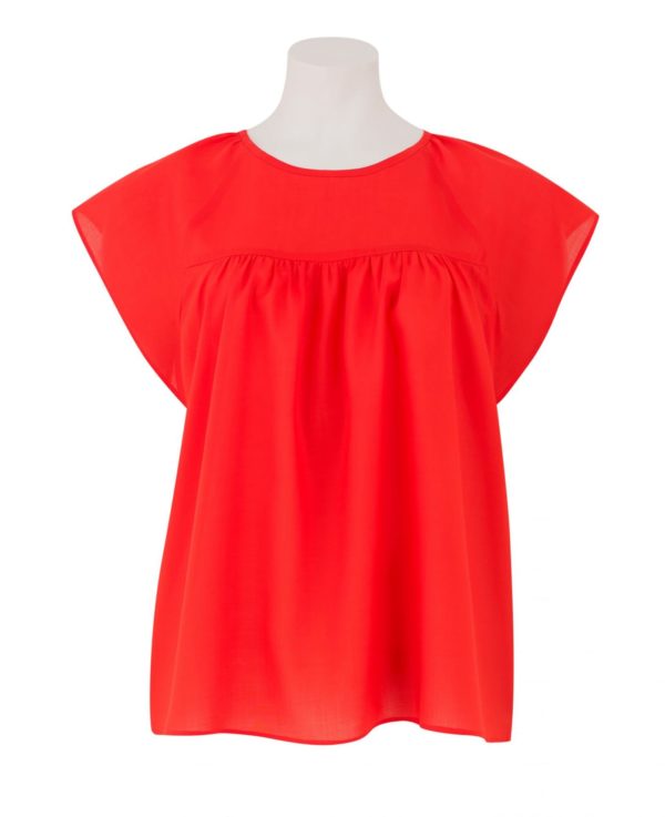 Women's Orange Tencel Cap Sleeve Shirt 14 loving the sales