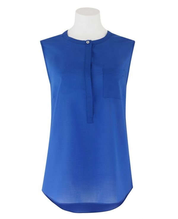 Women's Royal Blue Tencel Semi-Fitted Sleeveless Blouse 14 loving the sales