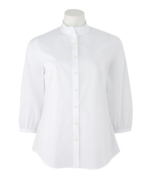 Women's White 3/4 Sleeve Shirt With Frilled Collar 14 loving the sales