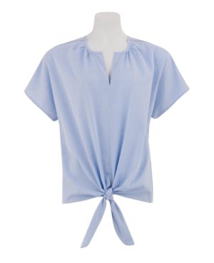 Women's White Blue Fine Stripe Tie Front Short Sleeve Shirt 12 loving the sales