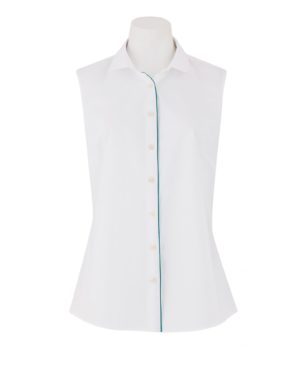 Women's White Semi-Fitted Rounded Collar Sleeveless Shirt 10 loving the sales