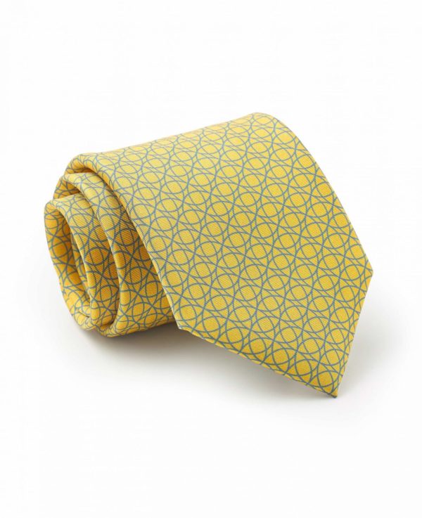 Yellow Blue Circle Print Silk Tie loving the sales